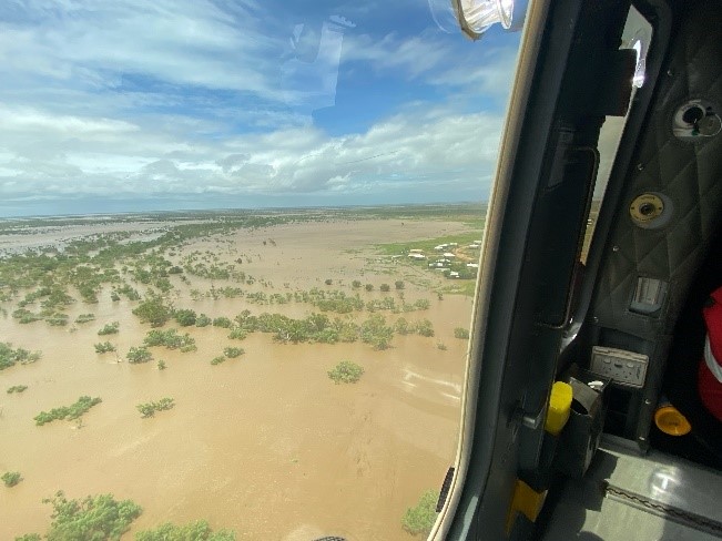 View of the flood affected area in the Kimberly from a helicopter 