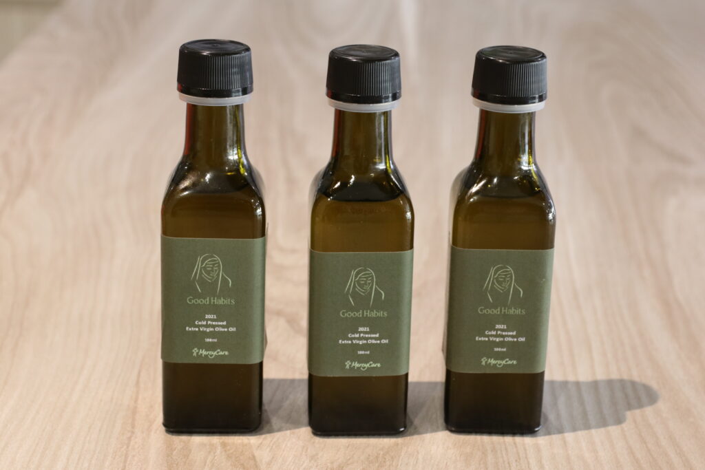 Three bottles of olive oil 