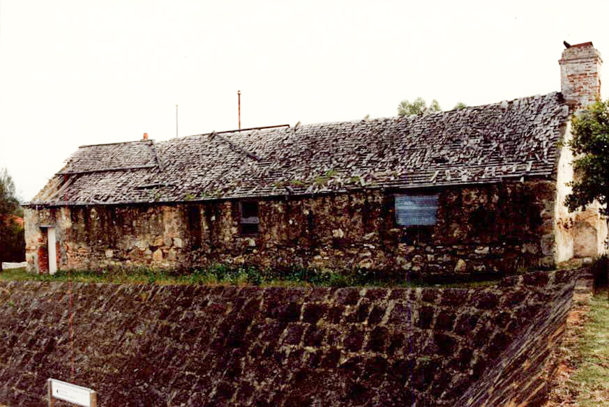 An old photo of stables before restoration 